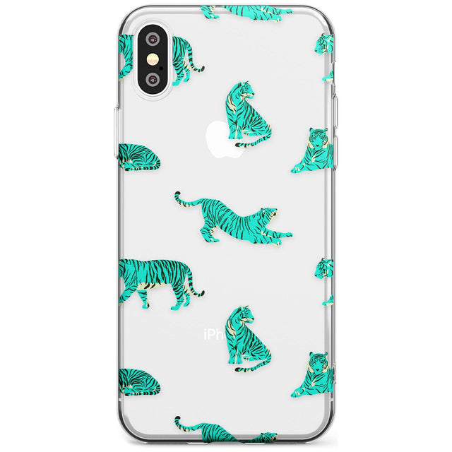 Turquoise Tiger Jungle Cat Pattern Slim TPU Phone Case Warehouse X XS Max XR