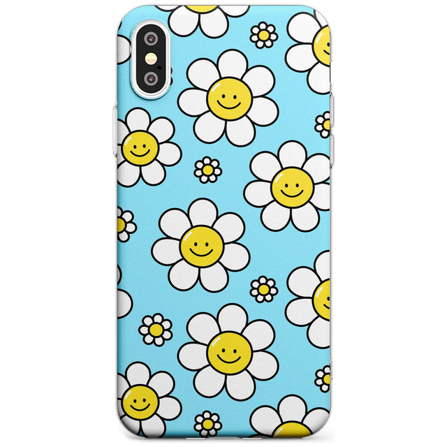 Daisy Faces Kawaii Pattern Phone Case iPhone XS MAX / Clear Case,iPhone XR / Clear Case,iPhone X / iPhone XS / Clear Case Blanc Space