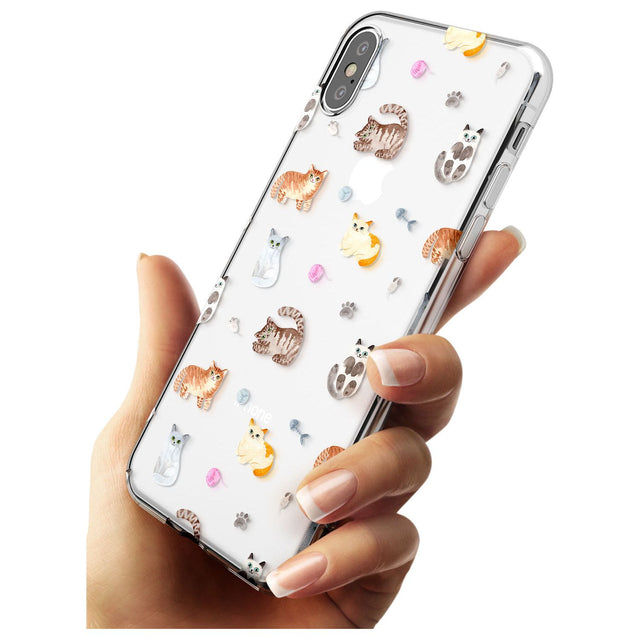 Cats with Toys - Clear Black Impact Phone Case for iPhone X XS Max XR