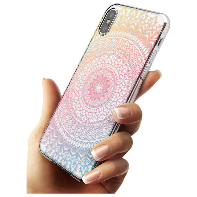 Large Rainbow Mandala Transparent Design Black Impact Phone Case for iPhone X XS Max XR
