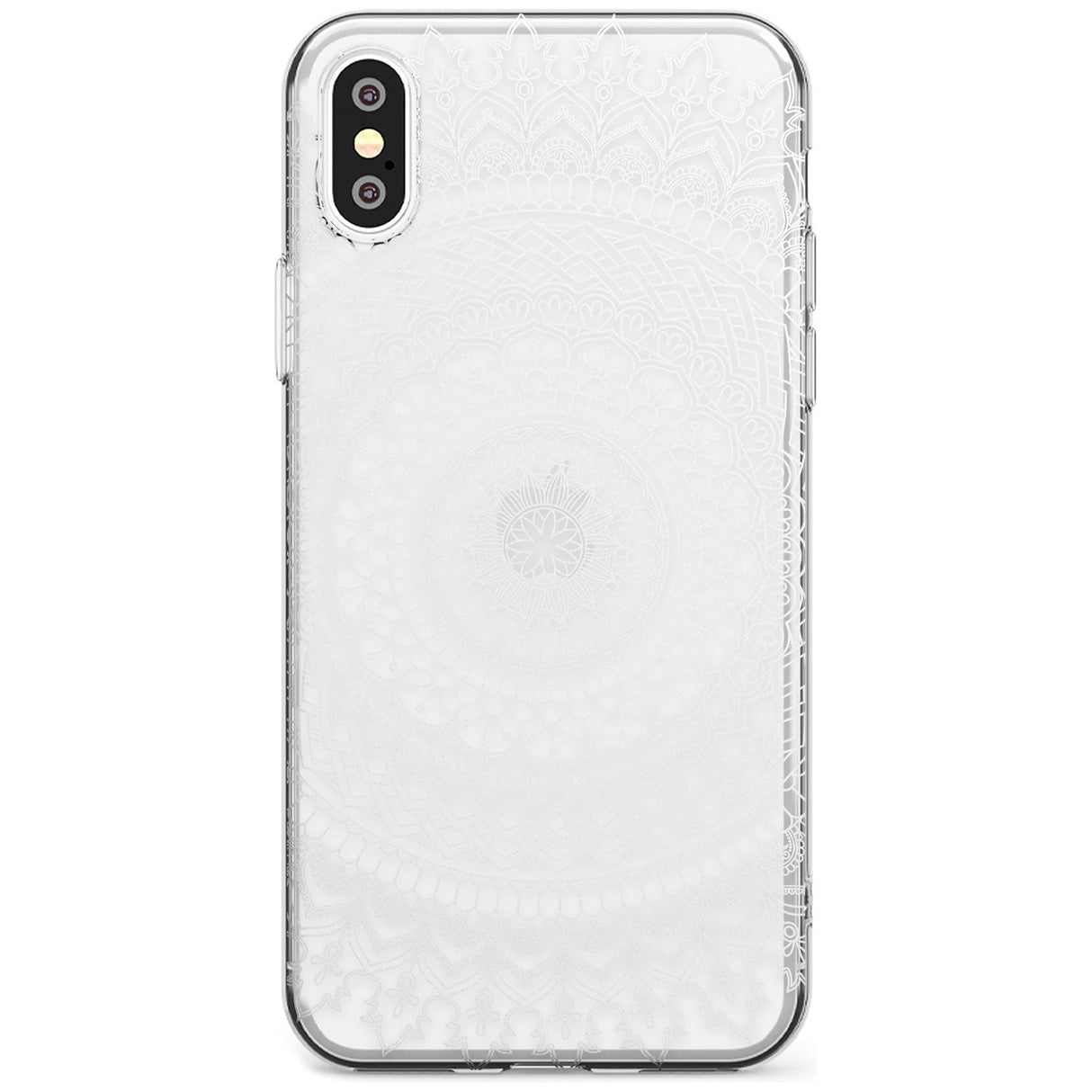Large White Mandala Transparent Design Black Impact Phone Case for iPhone X XS Max XR