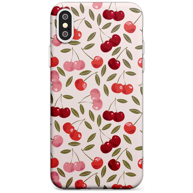 Fruity & Fun Patterns Cherries Phone Case iPhone X / iPhone XS / Clear Case,iPhone XR / Clear Case,iPhone XS MAX / Clear Case Blanc Space