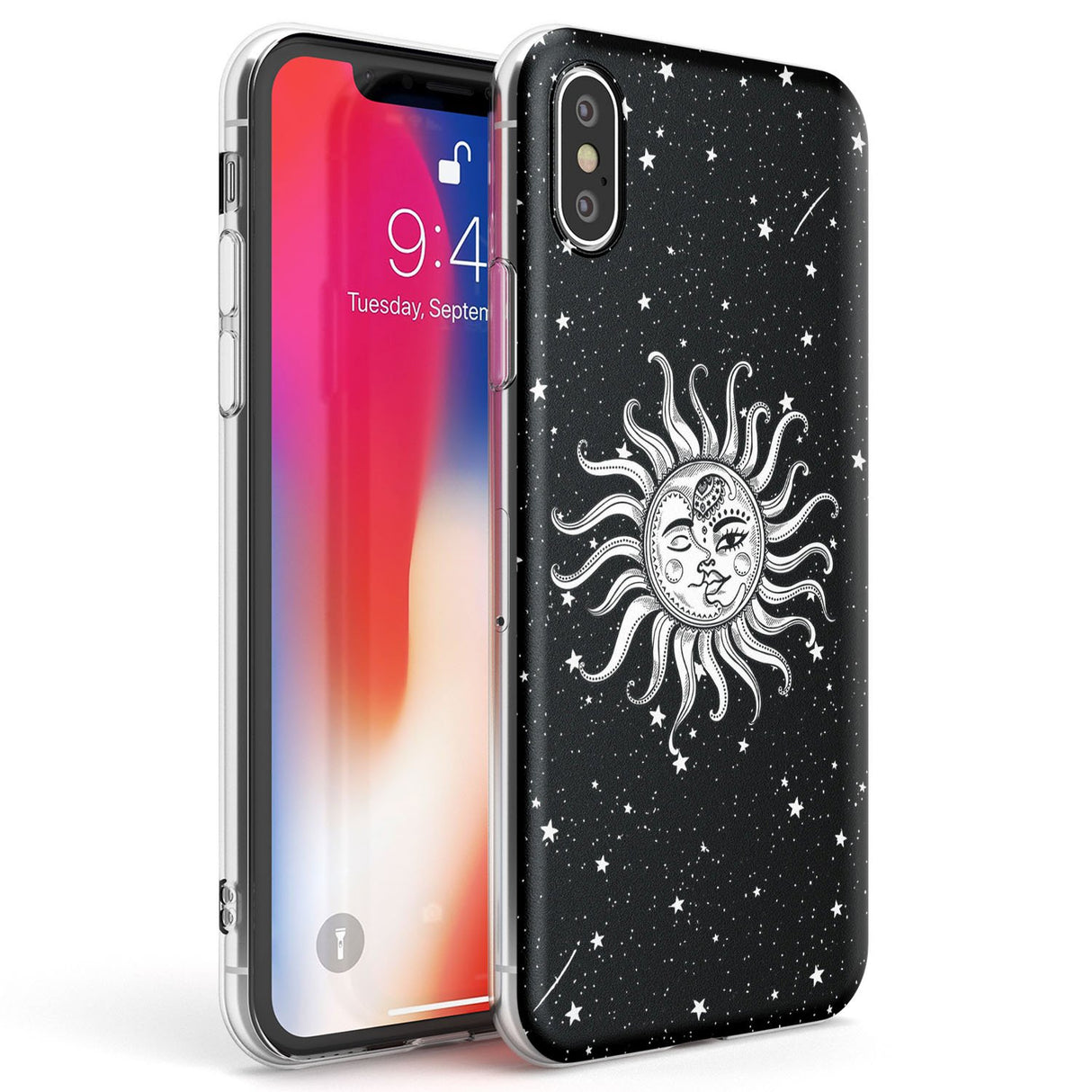 Mystic Sun Moon Phone Case iPhone X / iPhone XS / Clear Case,iPhone XR / Clear Case,iPhone XS MAX / Clear Case Blanc Space