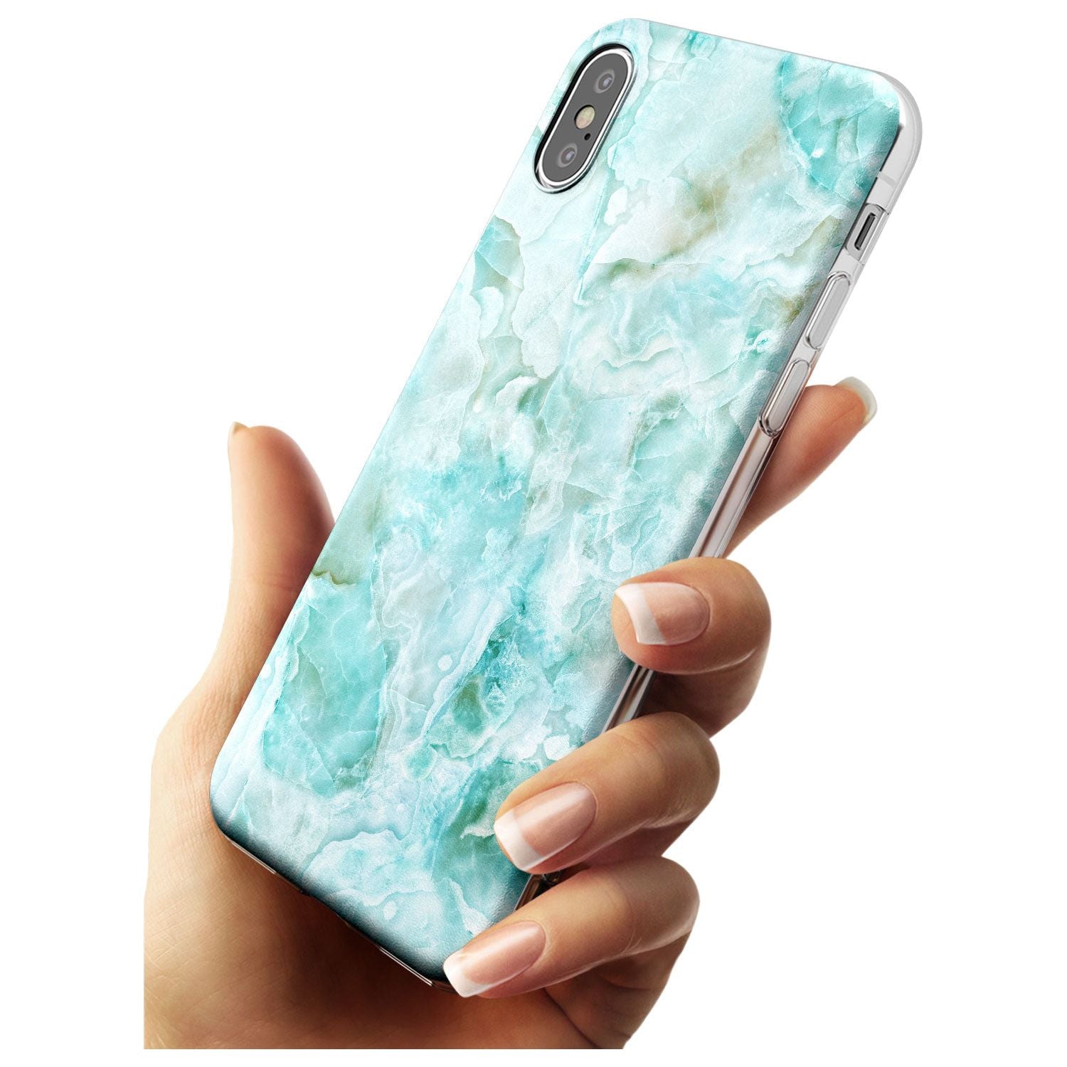 Turquoise Aqua Onyx Marble Black Impact Phone Case for iPhone X XS Max XR