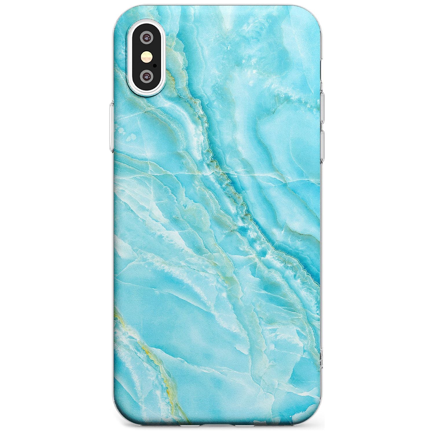 Bright Blue Onyx Marble Texture Black Impact Phone Case for iPhone X XS Max XR