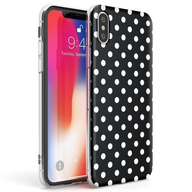 Designer Chic Black Polka Dot Phone Case iPhone X / iPhone XS / Clear Case,iPhone XR / Clear Case,iPhone XS MAX / Clear Case Blanc Space