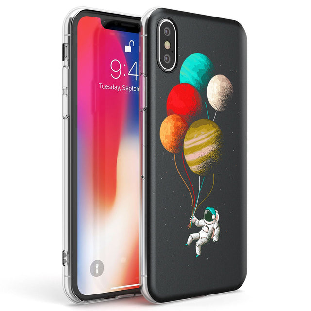 Astronaut Balloon Planets Phone Case iPhone X / iPhone XS / Clear Case,iPhone XR / Clear Case,iPhone XS MAX / Clear Case Blanc Space