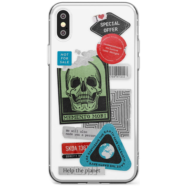 Skull Sticker Mix Black Impact Phone Case for iPhone X XS Max XR