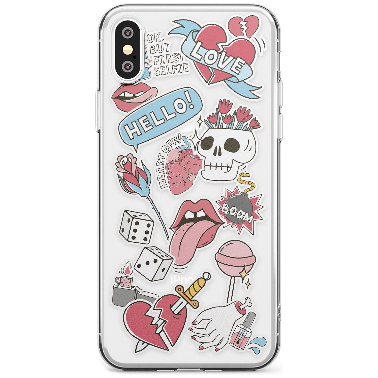 Skull & Flowers Sticker  iPhone Case  Slim Case Phone Case - Case Warehouse