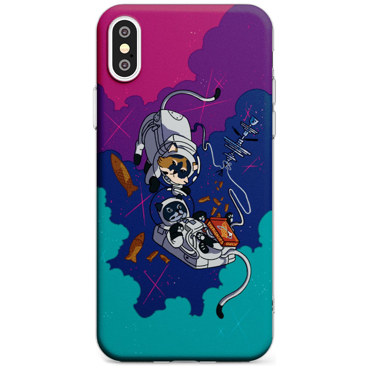 CATS IN SPACE Black Impact Phone Case for iPhone X XS Max XR