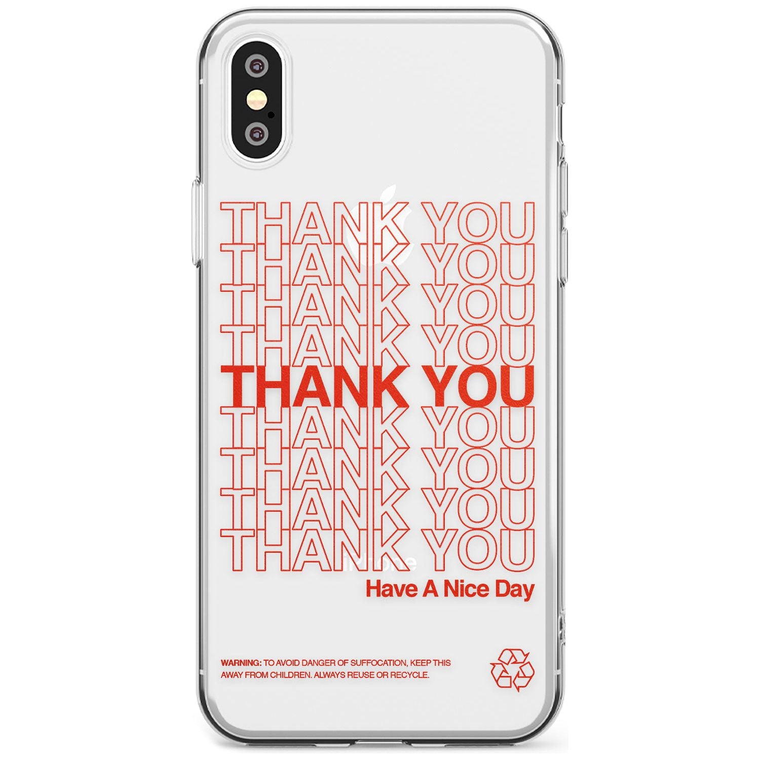 Classic Thank You Bag Design: Solid White + Red Slim TPU Phone Case Warehouse X XS Max XR
