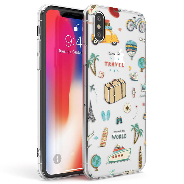 Cute Travel Pattern Transparent Phone Case iPhone X / iPhone XS / Clear Case,iPhone XR / Clear Case,iPhone XS MAX / Clear Case Blanc Space